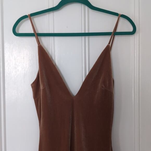 Fashion Nova Mustard Velvet Gown - Picture 2 of 5